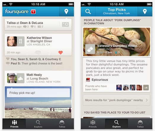 Foursquare actualiza su app para iOS incluyendo soporte para iPhone 5
