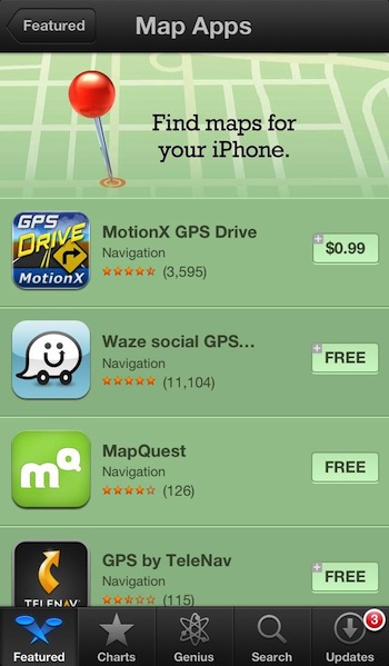 Apple incluye una nueva sección de apps de mapas en la App Store