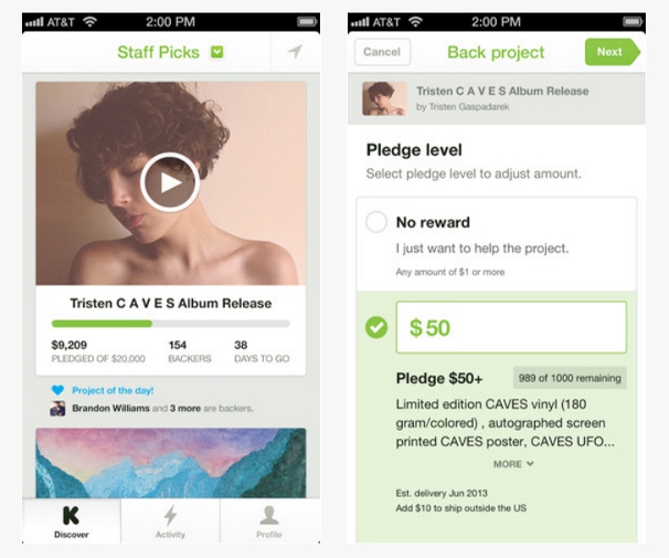 Kickstarter ya permite financiar proyectos desde el iPhone