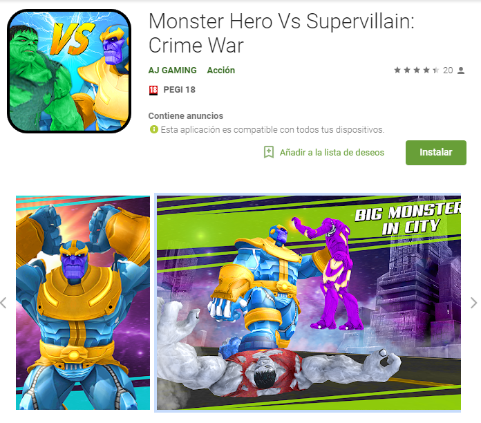 Google Play se llena de juegos falsos de Vengadores: Infinity War