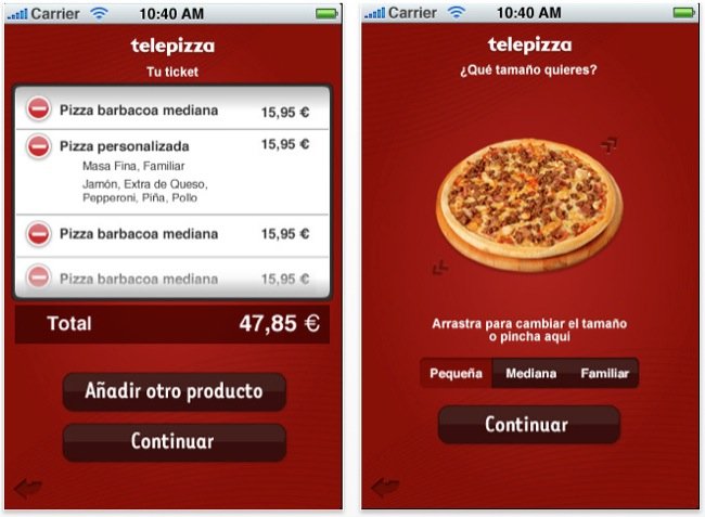 Pide una (tele)pizza con tu iPhone y págala con PayPal