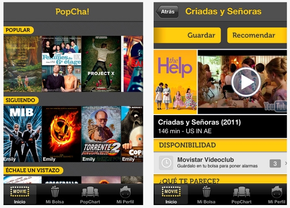 PopCha!, el gestor cinematográfico para iPhone creado por Telefónica I+D