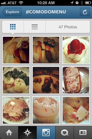 Comodo: Un menú hecho con fotos de Instagram de clientes