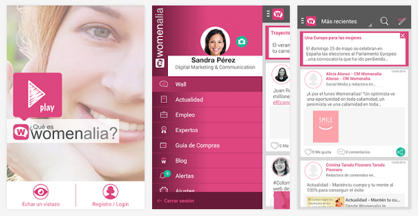 Mujeres profesionales conectadas con la app de Womenalia