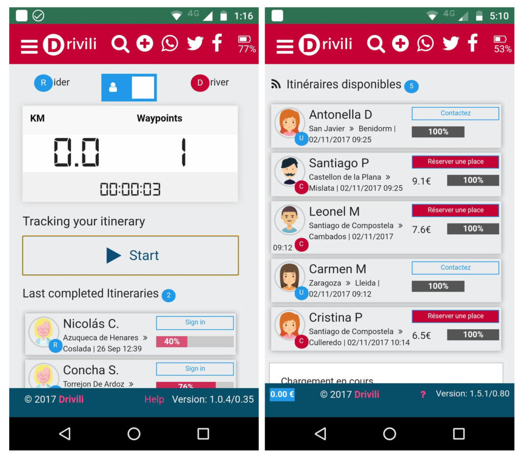 Drivili, la app para hacer carpooling en tiempo real Applicantes
