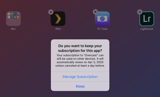 iOS 13 te avisará si eliminas apps con suscripciones activas