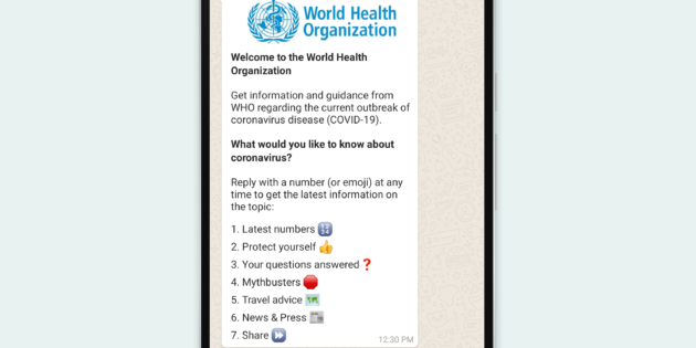 Ya puedes hablar con la OMS a través de WhatsApp para resolver tus dudas sobre el coronavirus