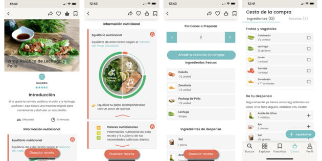 La app de recetas Nooddle incluye un servicio de Cesta de la Compra