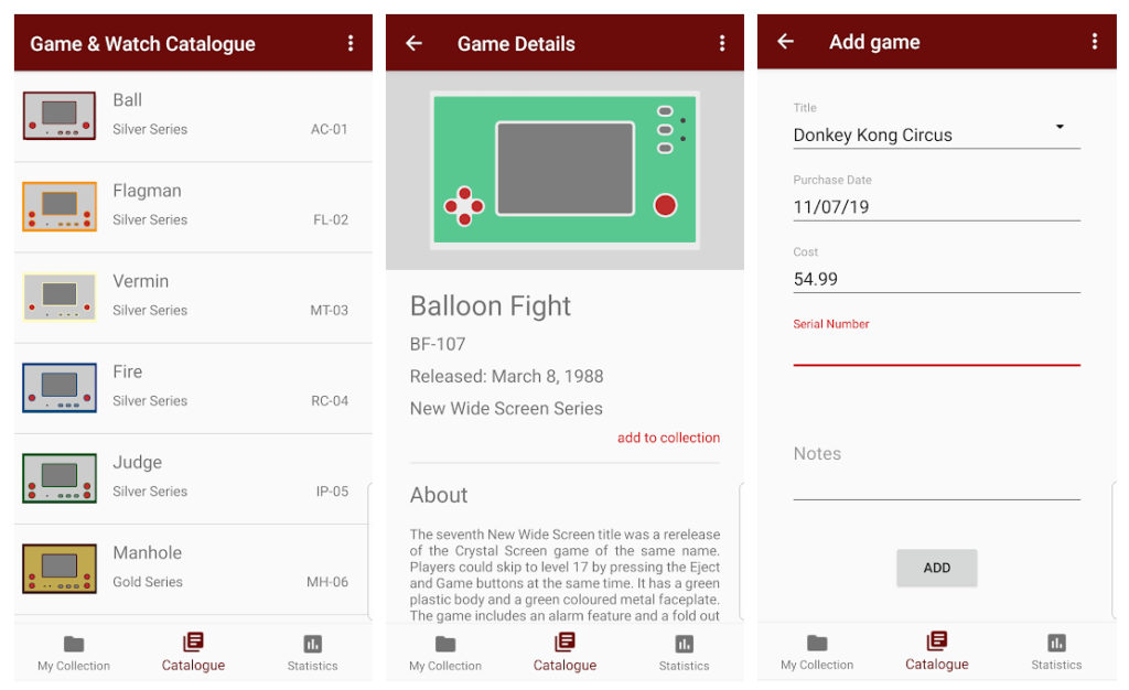 Esta aplicación te permite organizar tu colección de maquinitas Game & Watch
