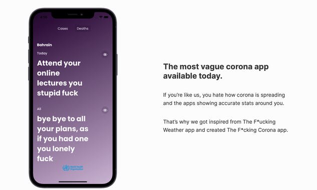 The F*cking Corona, la app que te dice cómo va a ser tu maldito día por la COVID