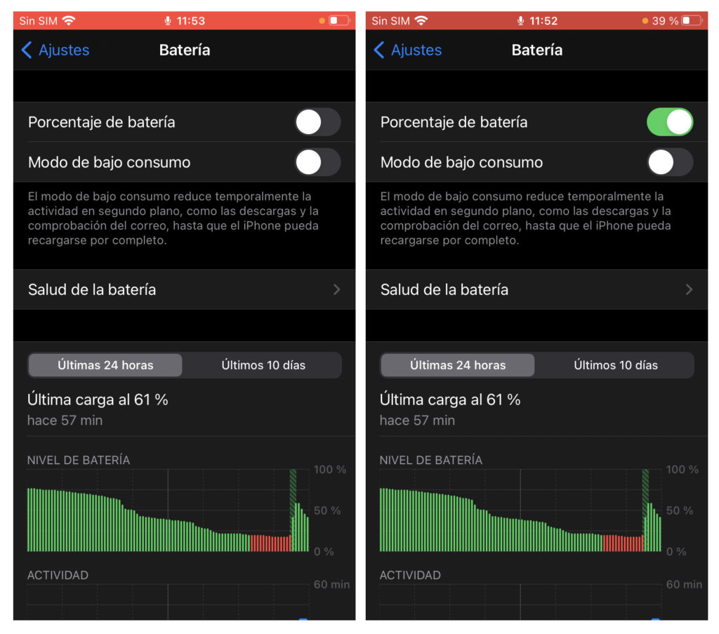Cómo mostrar el porcentaje de batería en tu iPhone