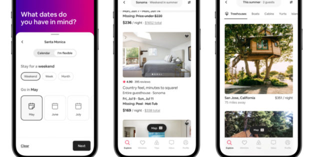 Airbnb introduce las búsquedas flexibles de fechas y destinos en su aplicación móvil