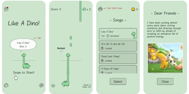 Like a Dino!, un juego minimalista de música y ritmo que triunfa en la App Store