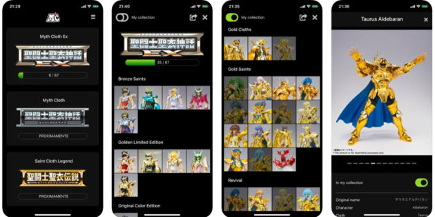 Myth Collection, una app para organizar tu colección de figuras de Los Caballeros del Zodiaco