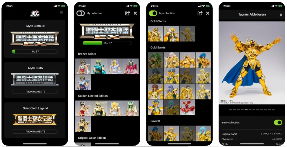 Myth Collection, una app para organizar tu colección de figuras de Los Caballeros del Zodiaco