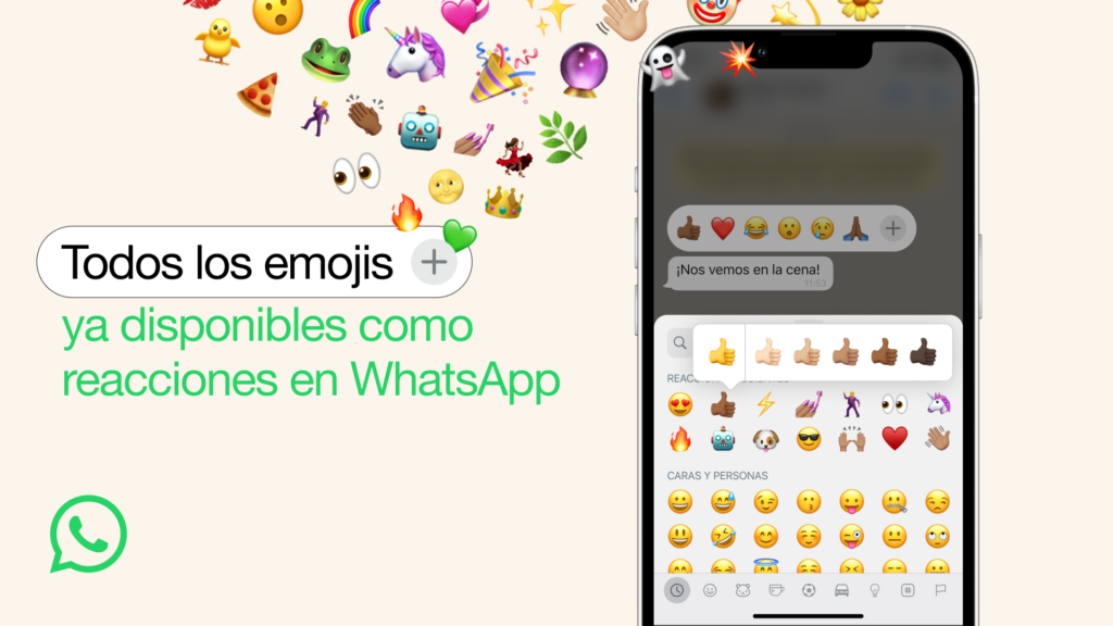 WhatsApp ya permite usar cualquier emoji para las reacciones