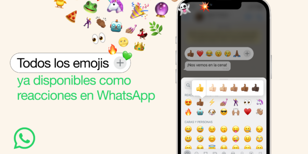 WhatsApp ya permite usar cualquier emoji para las reacciones