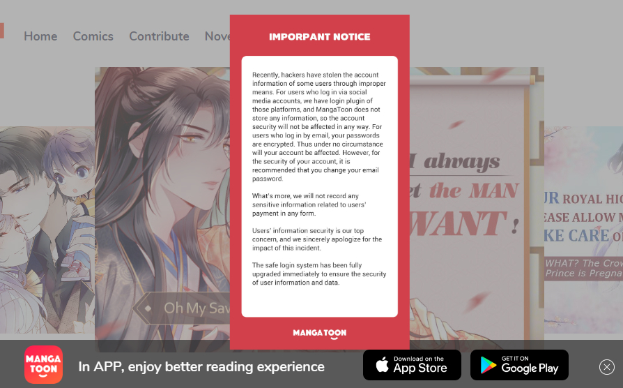 La app para leer cómics MangaToon sufre una gran brecha de seguridad
