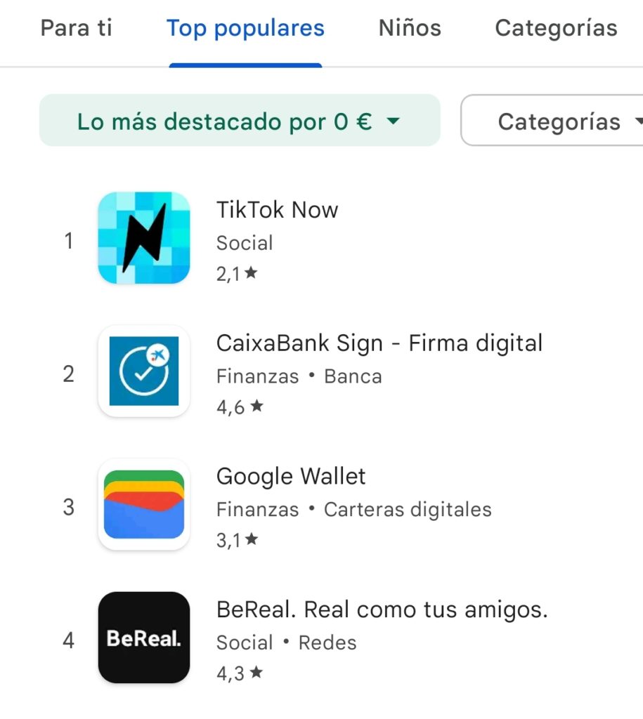 TikTok Now logra superar a BeReal en España