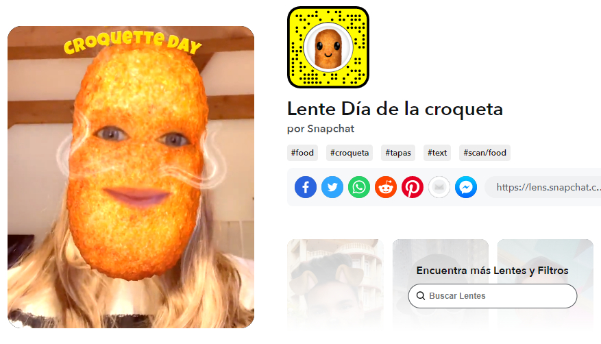 Snapchat lanza una lente para celebrar el Día de la Croqueta