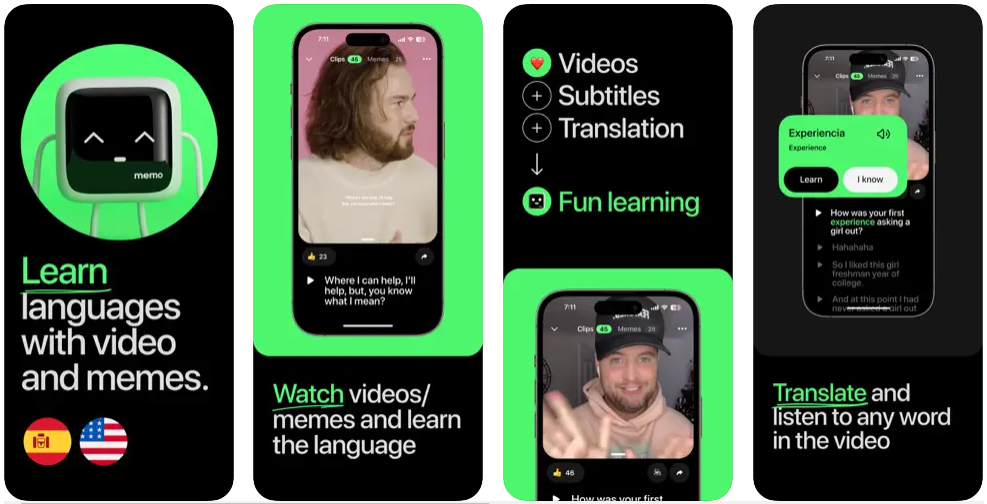 Memo, la app que te enseña idiomas con vídeos y memes
