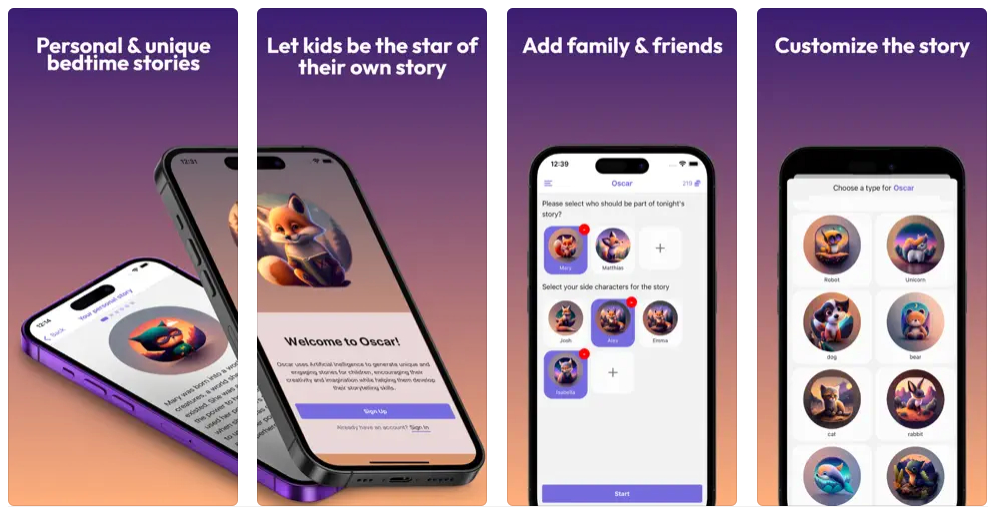 Oscar, la app para contar cuentos personalizados a tus hijos