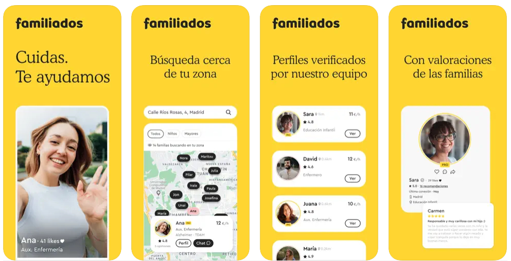 Familiados ahora también permite encontrar auxiliares del hogar a través de su app