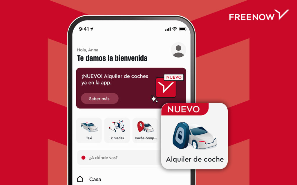 Freenow comienza a incluir servicios de coches de alquiler en su app