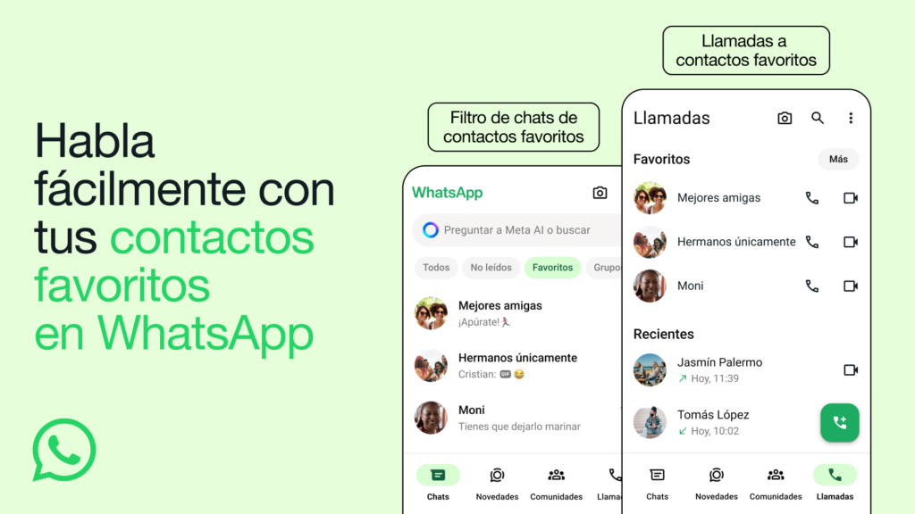 WhatsApp ya permite elegir contactos favoritos