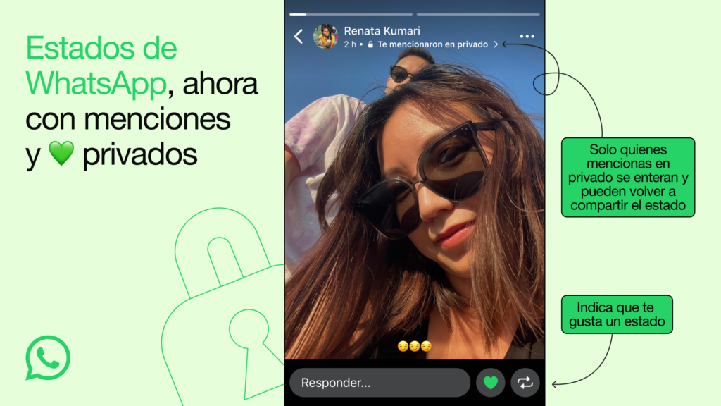 Ya puedes dar Me Gusta y hacer menciones en los estados de WhatsApp