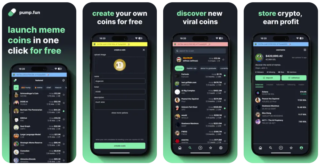 Pump.fun lanza una app para que crees todos los memecoins que quieras