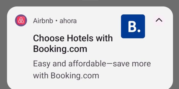 ¿Por qué la app de Airbnb está invitando a los usuarios a hacer reservas en Booking?