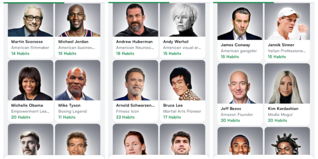 UpTicker te permite adquirir hábitos siguiendo las rutinas de personajes exitosos