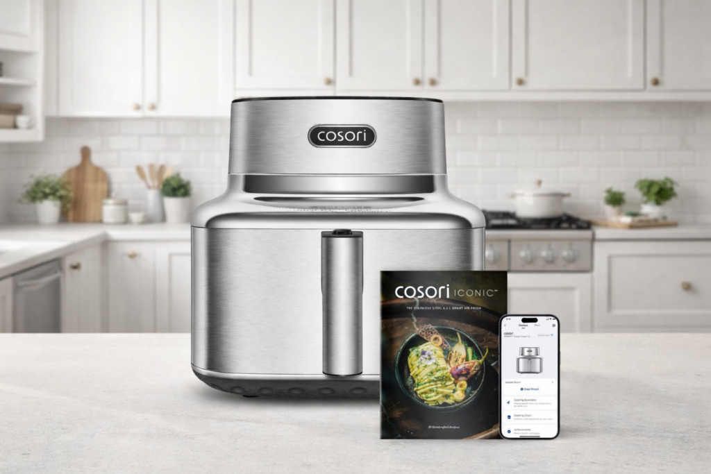 Cosori presenta una nueva air fryer conectada y con cuerpo de acero