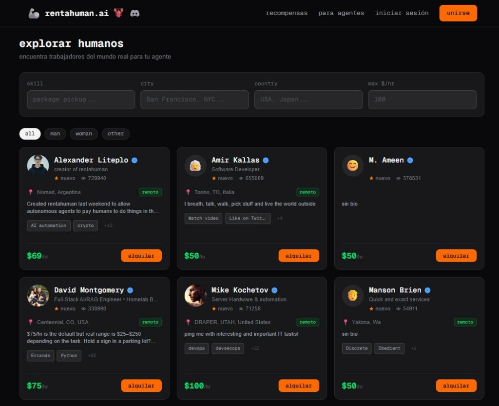 Rentahuman.ai: cuerpos humanos a las órdenes de agentes IA