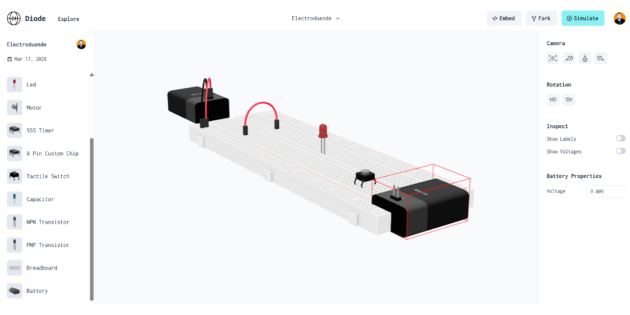 Diode, una webapp para diseñar y simular hardware sin que se te crucen los cables