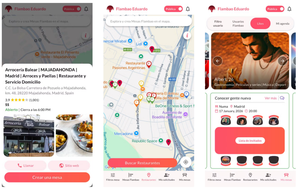 Flambao, la app para unirte a comidas y cenas con desconocidos u organizar las tuyas propias