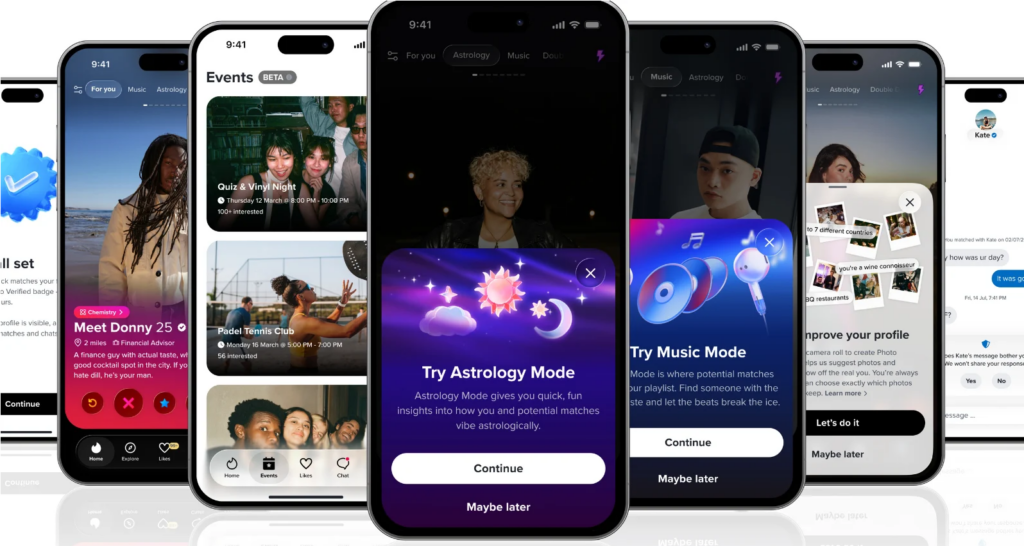 Tinder introduce astrología, citas por vídeo y recomendaciones con IA en su app
