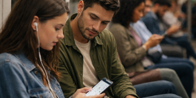 El 58% de los españoles mira pantallas ajenas en público, según un estudio