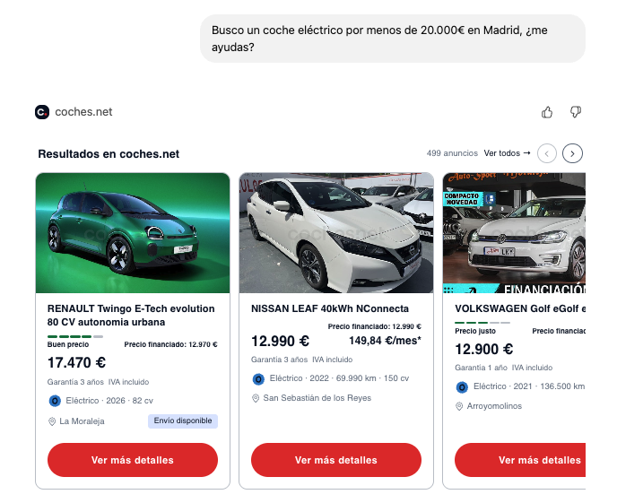 Coches.net lanza su aplicación para ChatGPT