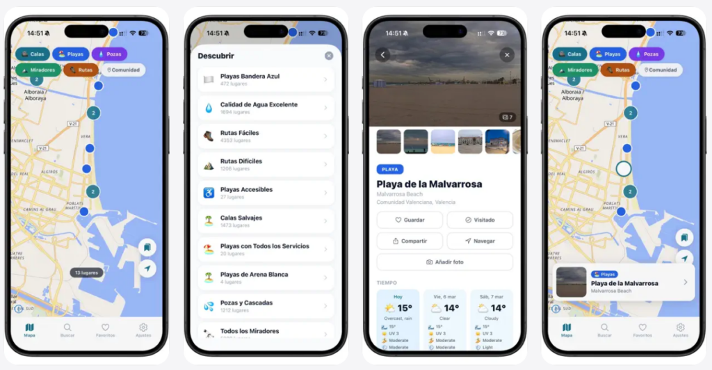 Esta app te permite encontrar pozas y calas para refrescarte durante las olas de calor