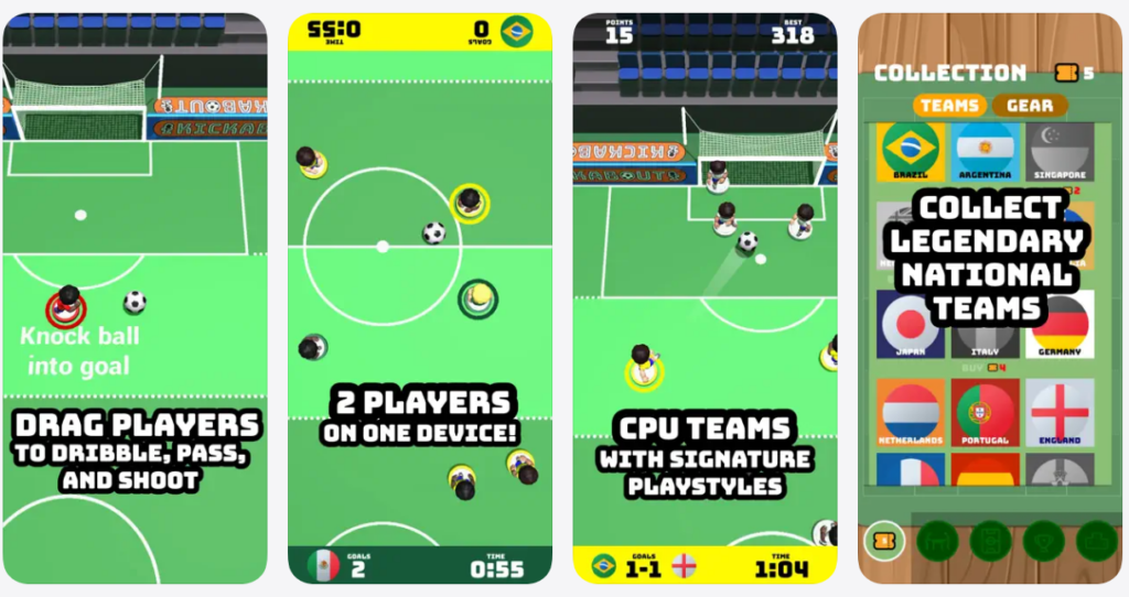 El creador de Guitar Hero y Slope lanza Kickabout, un futbolín caótico para iOS con partidas de dos minutos