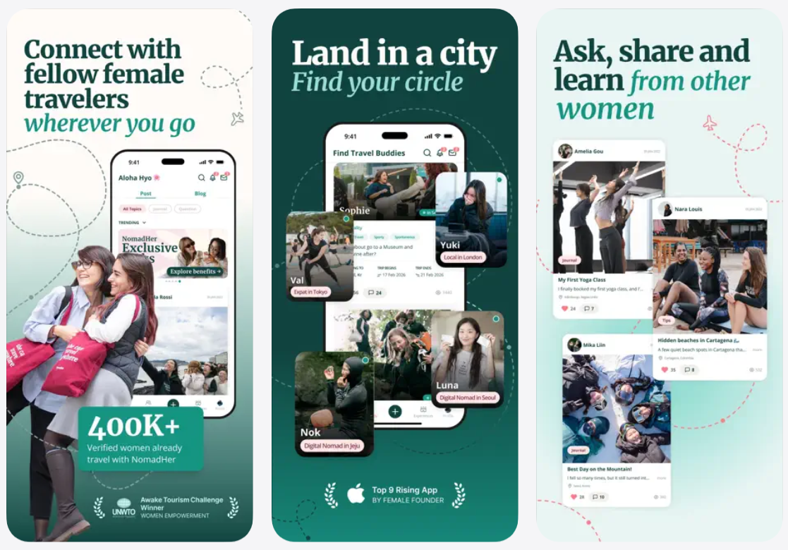 NomadHer, la aplicación que conecta a mujeres que viajan solas por el mundo