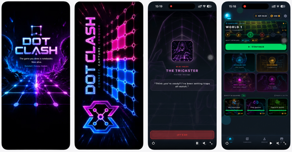 Dot Clash adapta el clásico juego de Dots and Boxes a móviles con partidas online